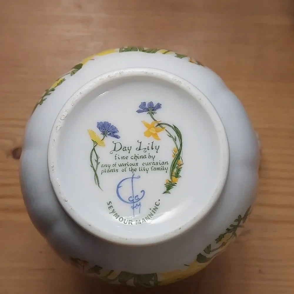 Floral Pitcher White with flowers Vintage green trim